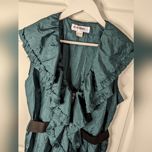 Urban Mango teal blue ruffle front dress with elastic belt size large - Picture 2 of 11